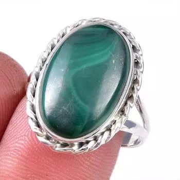 Ювелирное кольцо из стерлингового серебра 925 пробы с натуральным малахитом, размер 9 G1g00