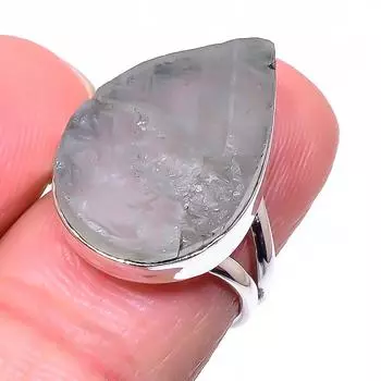 Ювелирное кольцо из стерлингового серебра 925 пробы с натуральным аквамарином, грубый драгоценный камень, размер 6,5 f5H20