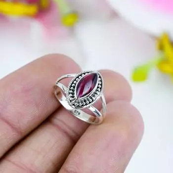 Ювелирное кольцо из стерлингового серебра 925 пробы с натуральным гранатом, размер 11,5 y0r05