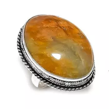 Ювелирное кольцо из стерлингового серебра 925 пробы с натуральным золотым рутилом, размер 8,5 o3q95