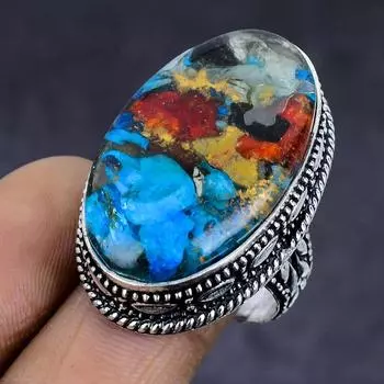 Ювелирное кольцо из стерлингового серебра 925 пробы с натуральным драгоценным камнем колючая устрица, размер 8 h9L00