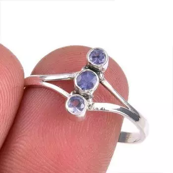 Ювелирное кольцо из стерлингового серебра 925 пробы с натуральным танзанитом, размер 10 I2G01