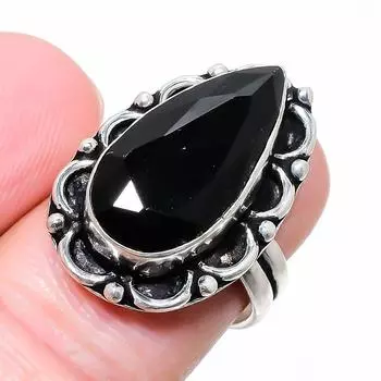 Ювелирное кольцо из стерлингового серебра 925 пробы с черной шпинелью, размер 7 K5P75 7 чёрный