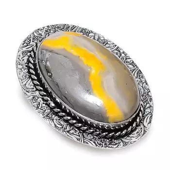 Ювелирное кольцо из стерлингового серебра 925 пробы с натуральным драгоценным камнем шмель яшма, размер 8 A9l51