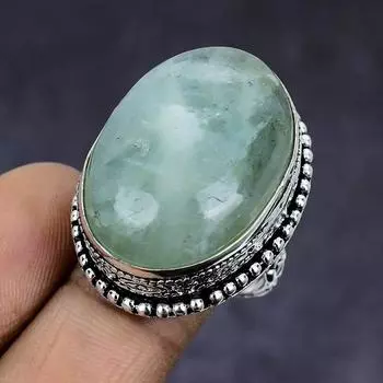 Ювелирное кольцо из стерлингового серебра 925 пробы с натуральным аквамарином, размер 8 n5G69