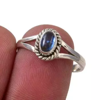 Ювелирное кольцо из стерлингового серебра 925 пробы с натуральным кианитом ручной работы, размер 8 p3z96