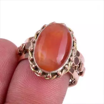 Ювелирное кольцо из стерлингового серебра 925 пробы с натуральным сердоликом, двухцветное ювелирное кольцо S.7.5 Z9w51