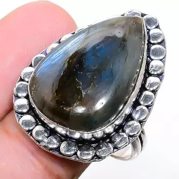 Ювелирное кольцо из стерлингового серебра 925 пробы с лабрадоритом ручной работы 9 l1g96 9 чёрный