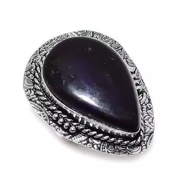 Ювелирное кольцо из стерлингового серебра 925 пробы с натуральным фиолетовым лабрадоритом, размер 9 P8q05