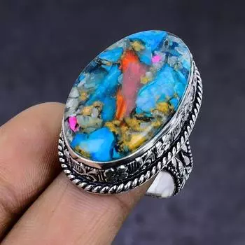 Ювелирное кольцо из стерлингового серебра 925 пробы с натуральным драгоценным камнем колючая устрица, размер 9 s4I93