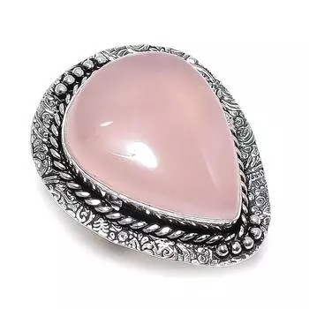 Ювелирное кольцо из стерлингового серебра 925 пробы с натуральным розовым кварцем, размер 7 F2h12