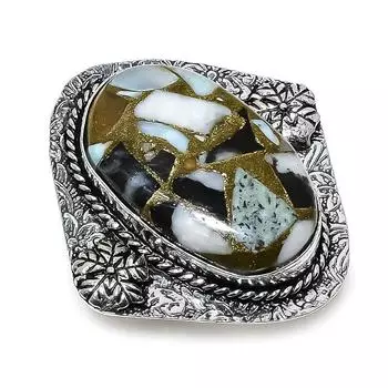 Ювелирное кольцо из стерлингового серебра 925 пробы с натуральным драгоценным камнем зебровой яшмы, размер 8 g8y81