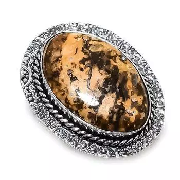 Ювелирное кольцо из стерлингового серебра 925 пробы с натуральным камнем океанской яшмы, размер 10 Z1m35