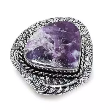 Ювелирное кольцо из стерлингового серебра 925 пробы с натуральным драгоценным камнем лепидолитом, размер 8 Z6o22