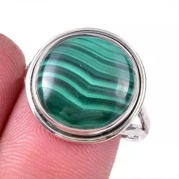 Ювелирное кольцо из стерлингового серебра 925 пробы с натуральным малахитом, размер 9,5 w4M84