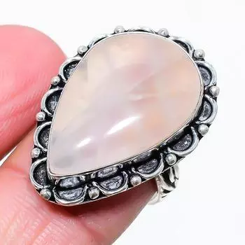 Ювелирное кольцо из стерлингового серебра 925 пробы с розовым кварцем, размер 8,5 k5a46 8.5 розовый