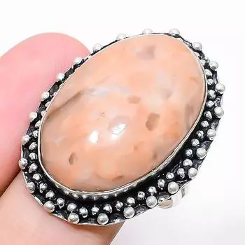 Ювелирное кольцо из стерлингового серебра 925 пробы с розовым арагонитом, размер 8,5 w6p77 8.5 розовый