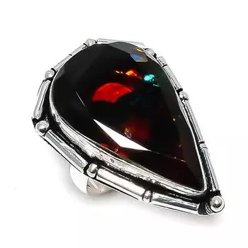 Ювелирное кольцо из стерлингового серебра 925 пробы с натуральным дихроичным стеклом, размер 7 p8H56