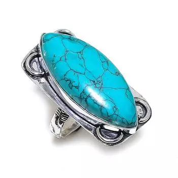 Ювелирное кольцо из стерлингового серебра 925 пробы с натуральной бирюзой Santa Rosa, размер 7, A0j84