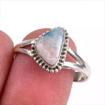 Ювелирное кольцо из стерлингового серебра 925 пробы с натуральным австралийским опалом S.9 a8o96