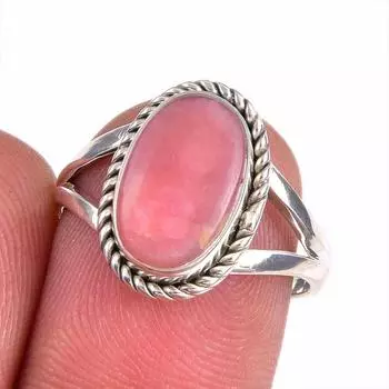 Ювелирное кольцо из стерлингового серебра 925 пробы с натуральным родохрозитом S.7 f9B33