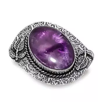 Ювелирное кольцо из стерлингового серебра 925 пробы с натуральным шалфейным аметистом, размер 7 f0y60