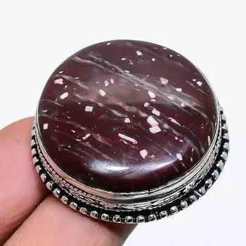 Ювелирное кольцо из стерлингового серебра 925 пробы с натуральным яшмом капучино, размер 9 P7d74