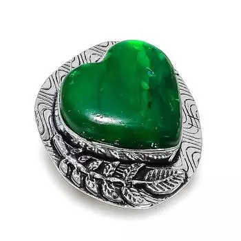 Ювелирное кольцо из стерлингового серебра 925 пробы с натуральным зеленым лабрадоритом, размер 8 s3f14