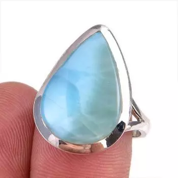 Ювелирное кольцо из стерлингового серебра 925 пробы с драгоценным камнем Natural Republic Ларимар, размер 7,5 z6T80