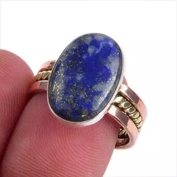 Ювелирное кольцо из стерлингового серебра 925 пробы с натуральным содалитом, двухцветное ювелирное кольцо S.7.5 F9t21