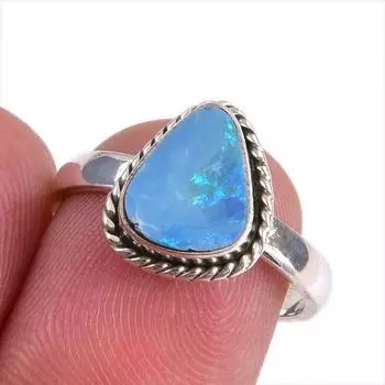 Ювелирное кольцо из стерлингового серебра 925 пробы с натуральным австралийским опалом S.7 S1S64