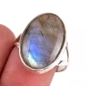 Ювелирное кольцо из стерлингового серебра 925 пробы с натуральным лабрадоритом, размер 9 B6Z70