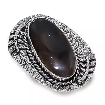 Ювелирное кольцо из стерлингового серебра 925 пробы с натуральным агатом, размер 7, D8g66