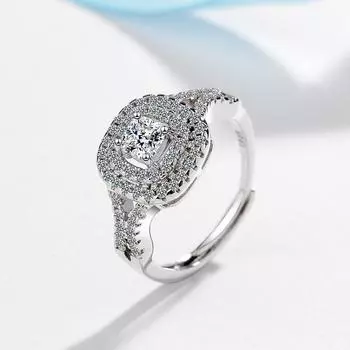 Ювелирное кольцо из стерлингового серебра 925 пробы в африканском стиле, женское квадратное белое бриллиантовое кольцо Bizuteria, серебро 925, ювелирные изделия с муассанитом, обручальные кольца Resizable белый