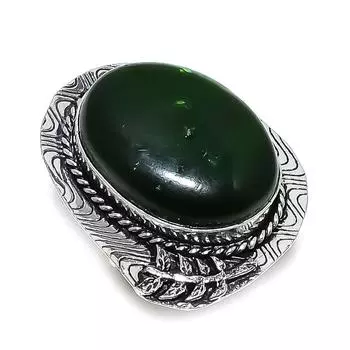 Ювелирное кольцо из стерлингового серебра 925 пробы с натуральным зеленым лабрадоритом, размер 7 S6N35