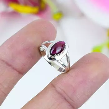 Ювелирное кольцо из стерлингового серебра 925 пробы с натуральным гранатом, размер 10,5 u0P05