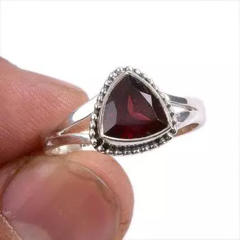 Ювелирное кольцо из стерлингового серебра 925 пробы с натуральным гранатом, размер 8,5 e5Y60