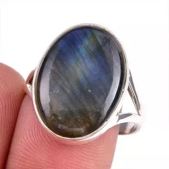 Ювелирное кольцо из стерлингового серебра 925 пробы с натуральным лабрадоритом, размер 8 c6M11