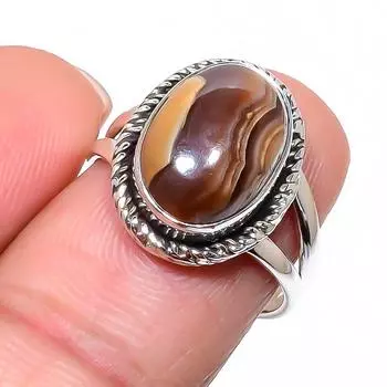 Ювелирное кольцо из стерлингового серебра 925 пробы с натуральным медовым родохрозитом S.7.5 a0Y01