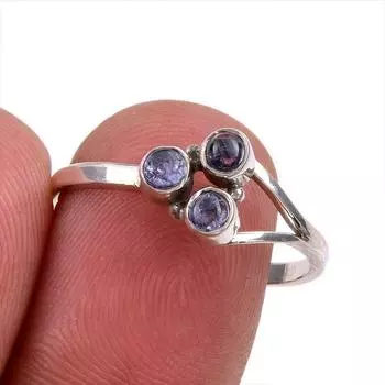Ювелирное кольцо из стерлингового серебра 925 пробы с натуральным танзанитом, размер 8,5 O4T58