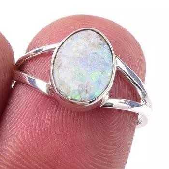 Ювелирное кольцо из стерлингового серебра 925 пробы с натуральным австралийским опалом S.7 O8i24