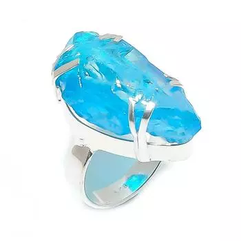 Ювелирное кольцо из стерлингового серебра 925 пробы с натуральным павлином и титановой аурой, размер 7,5 U8A96