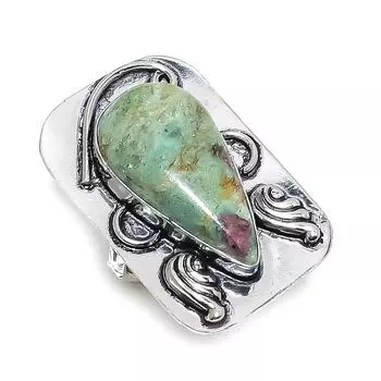 Ювелирное кольцо из стерлингового серебра 925 пробы с натуральным рубином и фукситом, размер 7 Z4f45