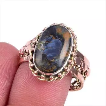 Ювелирное кольцо из стерлингового серебра 925 пробы с натуральным драгоценным камнем питерсит, двухцветное ювелирное кольцо S.9.5 B7C44