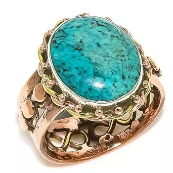 Ювелирное кольцо из стерлингового серебра 925 пробы с натуральной тибетской бирюзой, двухцветное ювелирное кольцо, размер 10 o0T53