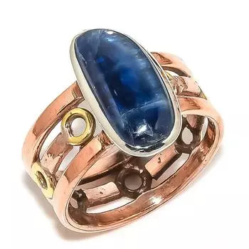 Ювелирное кольцо из стерлингового серебра 925 пробы с натуральным кианитом, двухцветное ювелирное кольцо, размер 9,5 G6r76