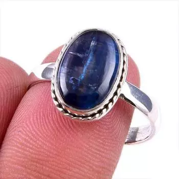 Ювелирное кольцо из стерлингового серебра 925 пробы с натуральным кианитом, размер 9,5 F5E55