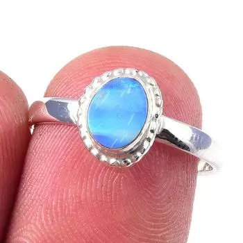 Ювелирное кольцо из стерлингового серебра 925 пробы с натуральным австралийским опалом S.7 H2W34