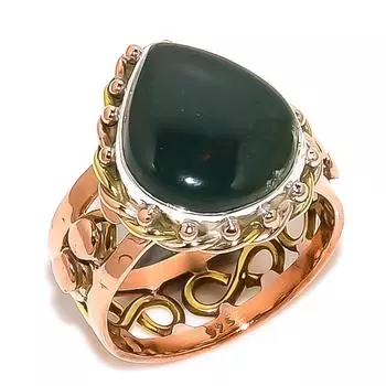 Ювелирное кольцо из стерлингового серебра 925 пробы с натуральным кровавым камнем, двухцветное ювелирное кольцо S.7 y1F63