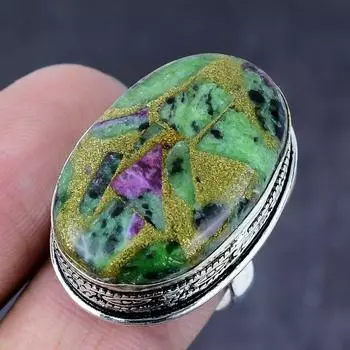 Ювелирное кольцо из стерлингового серебра 925 пробы с рубином и драгоценным камнем ручной работы, размер 8,5 v9V62